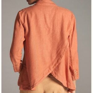 Anthropologie Vintage Washed Linen Blazer Terra Cotta Orange Split Back